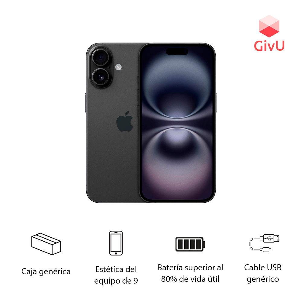 Apple IPhone 16 Reacondicionado- eSIM, 128 GB, Color Negro, Grado A - Image 5